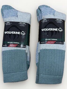 Wolverine Men's Upland Thermal Boot Crew Socks L/7-12 Wool 2 Packs of 2/4 Pairs
